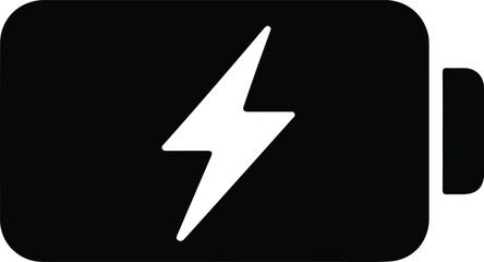 Black battery icon with white lightning bolt symbol 5
