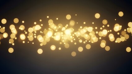 Abstract golden bokeh lights on dark background with glowing effect