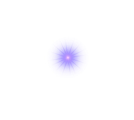 Shining purple star emits luminous light. PNG. Floating glitter, swirling dust, and soft sparks surround it while radiant beams and glowing particles spread outward.