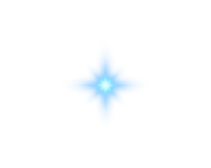 Glowing blue star emits soft radiant light. PNG. Sparkling dust, glittering particles, and tiny stars hover around. Radiant beams and soft sparks scatter outward.