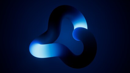 Fluid neon tube bends into a soft organic knot in blue tones. Minimal abstract curve with glowing...