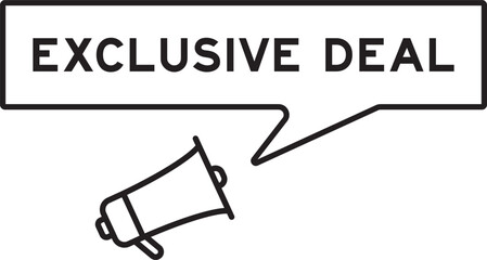 Megaphone icon with speech bubble in word exclusive deal on white background