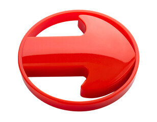 Glossy red right arrow icon in a circular frame on black background
