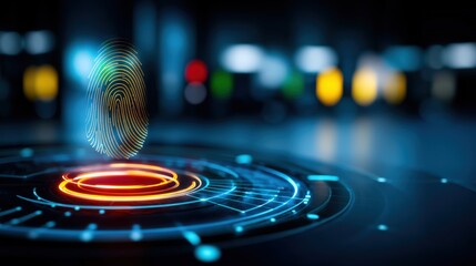 Innovative technology event showcasing biometric fingerprint analysis in a high-tech environment futuristic design perspective