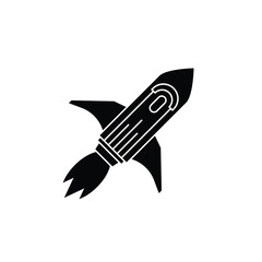 This silhouette icon represents a classic rocket, categorized as a space, startup, and innovation-themed icon. It illustrates the idea of launching, progress, exploration, growth