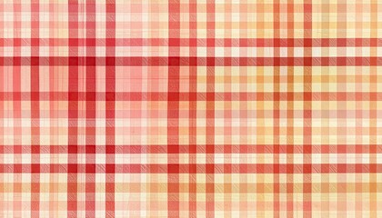Classic Red and Cream Gingham Checkered Pattern Fabric Background Texture.