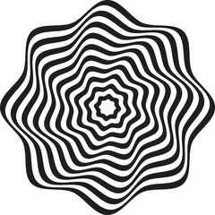 Fototapeta premium Abstract optical illusion with black and white striped pattern creating a mesmerizing effect, isolated on
