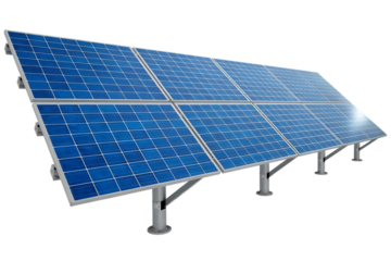 Solar panel array for renewable energy generation isolated on white background
