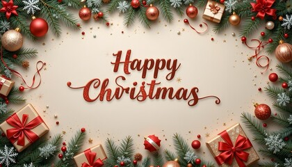 christmas greeting card with christmas tree