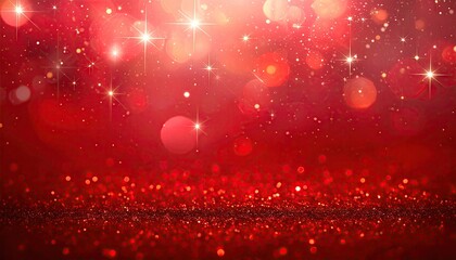 Vibrant Red Glittering Bokeh Lights Festive Celebration Background.