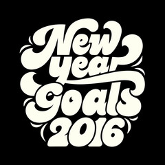 New Year Goals 2016 retro lettering vintage text cream text