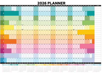 2026 Year Wall Planner A1Uk Laminated Wall Calendar Large Planner Jan To Dec Full Year Planning Chart Student Family Home School Office Work Study Annual Multi Poster 59.5 x 84.1Cm © vicky