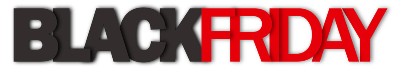 BLACK FRIDAY black and red typography banner on transparent background