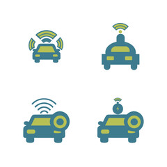 Futuristic Car Automation Vector Icon Set on White Background