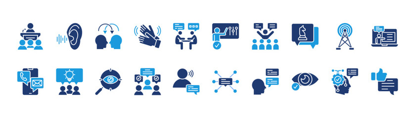 communication icon set glyph blue
