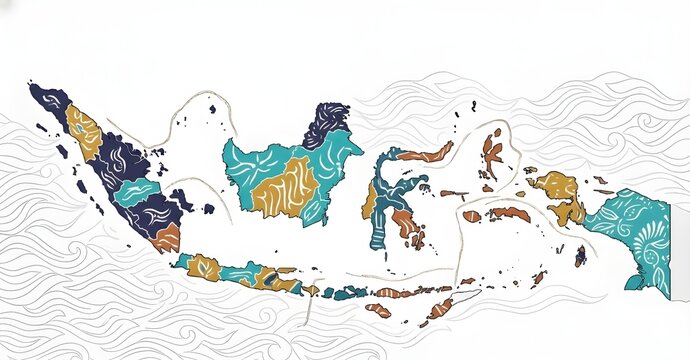 This unique artwork transcends mere geography, presenting the map of Indonesia&mdash;from Sabang to Merauke&mdash;adorned with authentic traditional Batik motifs