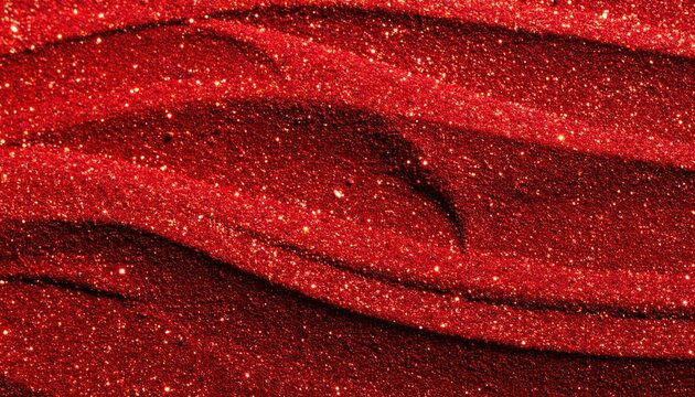 Close up abstract texture of sparkling red glitter fabric with wavy patterns. - Powered by Adobe