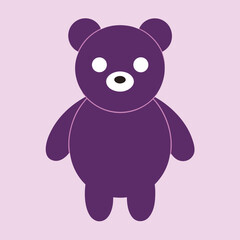 Cute kawaii bear silhouette simple rounded vector design isolated on white background
