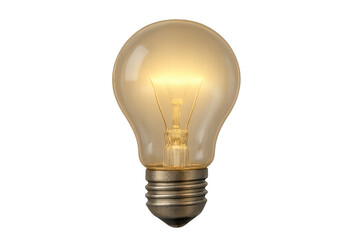 Light bulb glowing brightly, symbolizing invention, energy, and progress. Transparent background for versatile use