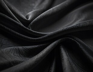 Dark gray fabric, softly folded and draped. Subtle textures suggest light grain or embossed design on a fluid surface