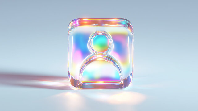 A polished glass profile icon illustrating digital identity representation and the evolving concept of personal presence online.
