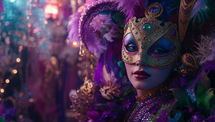 Colorful Mask and Vibrant Costume at a Festive Celebration