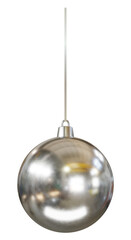 Vintage 3D Silver Christmas Ball Ornament on a String