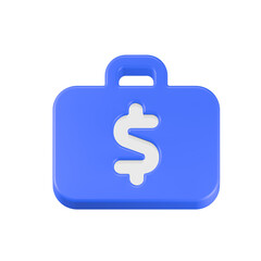 cash dollar 3d rendering icon in blue bag