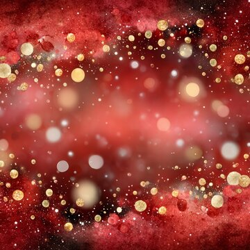 Fondo rom&aacute;ntico para el D&iacute;a de San Valent&iacute;n con corazones y destellos dorados en burdeos