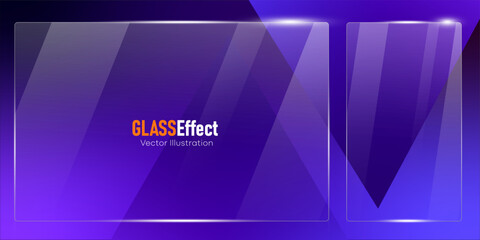 set of glass frame effect with abstract background	