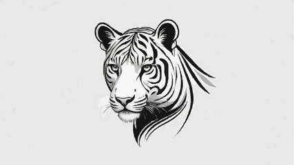 Obraz premium White tiger head vector illustration of a big feline predator face with wildcat power
