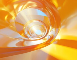 Abstract Orange Spiral Tunnel With Bright Sunlight And Sky Background Dynamic Motion Effect