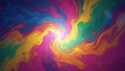 Vibrant Swirling Colors Abstract Background With Bright Light Flare And Splatter Effect