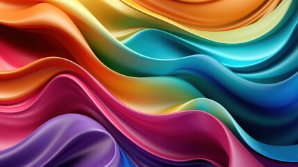 Fototapeta premium A vibrant, flowing wave of colorful fabric textures, blending various hues in a smooth, dynamic composition.