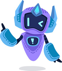 Cute robot icon with friendly face and antenna. Perfect AI chatbot avatar for digital assistant apps, tech support interfaces, and virtual communication platforms.
