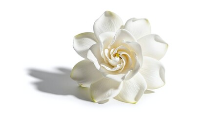 Obraz premium Elegant White Gardenia Flower Isolated Against A Clean White Background Creates Purity And Beauty 