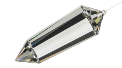 Isolated pendant light part in crystal glass chandelier, hanging prism shape for furniture