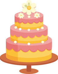 Charming flat design three tiered cake illustration