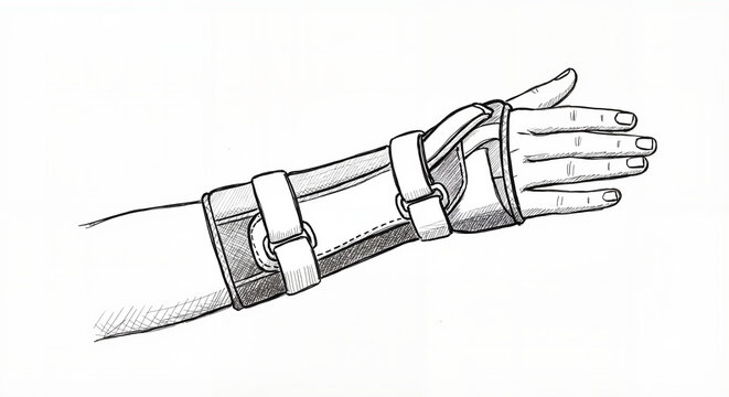 Hand in wrist splint showing support and stabilization for recovery  
