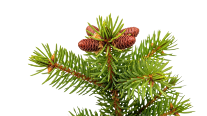 Isolated spruce branch with cone, nature, evergreen beauty, Christmas tree branch realistic