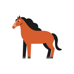 Friendly vector cartoon horse. Funny animal.