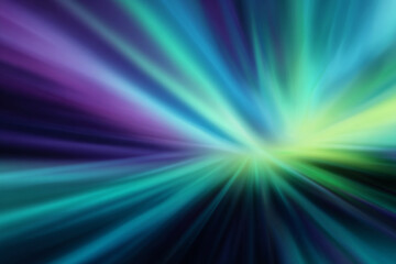 Obraz premium Abstract glowing light streaks in purple and teal hues emanate from a bright center