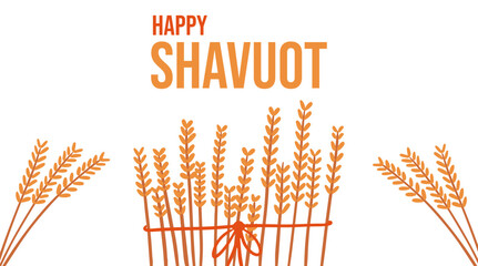 Shavuot holiday vector illustration. Banner with golden wheat. Greeting card, Jewish festive event design.