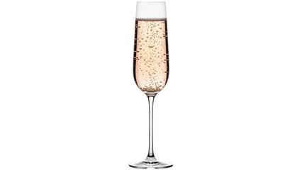 Isolated champagne glass filled with bubbly sparkling drink on a seamless clean surface