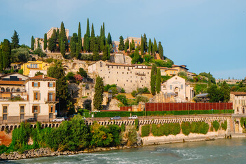 the Adige and the hillside view of Castel San Pietro