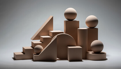 Geometric Still Life Abstract Composition of Forms and Shadows