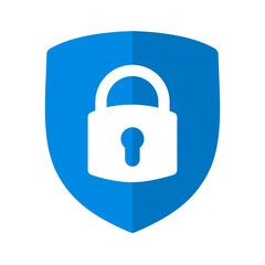 Modern blue shield-lock icon symbolizing encrypted protection and safe access control. Suitable for cybersecurity branding, login interfaces, and digital tools.