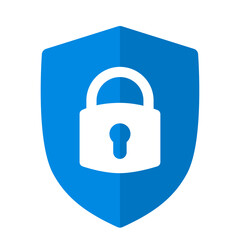 Bold blue shield-lock icon representing dependable access protection and privacy safety. Perfect for apps, dashboards, and online security platforms.