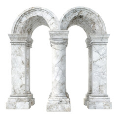 Obraz premium Classical white marble double arch structure, ornate architectural element design and art