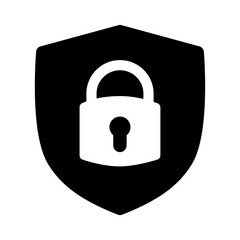 Bold black shield-lock icon representing strong access control and reliable data protection. Ideal for secure login pages, apps, and modern cybersecurity designs.